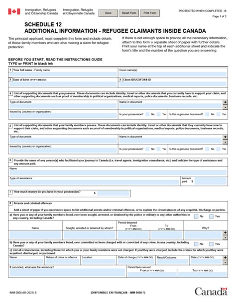 schedule 12 additional information refugee.